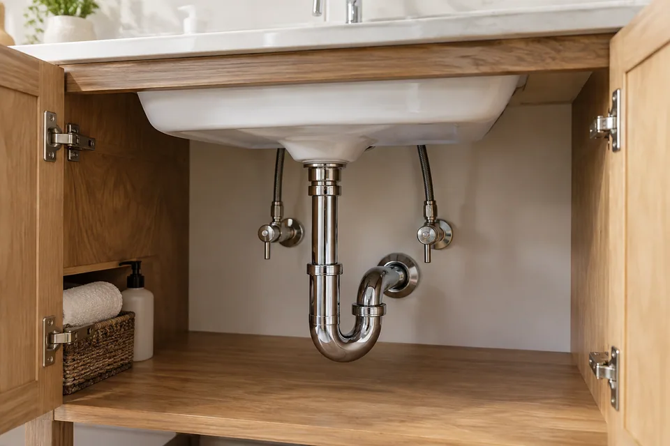 Conexiones de agua y desagüe de un lavabo